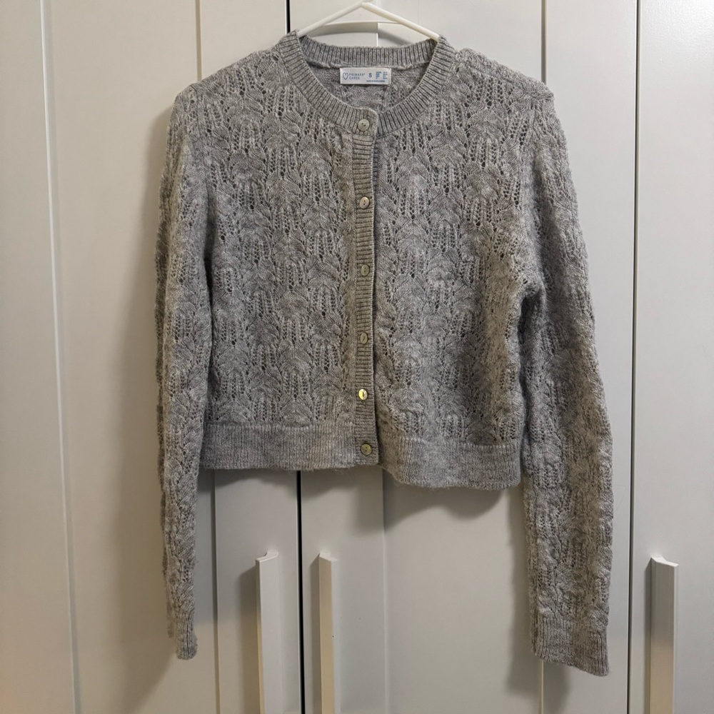 Gray button up cardigan round neck size xs